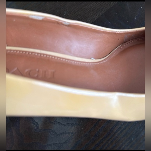 Authentic COACH Rileigh Patent Leather Nude Wedge Heels